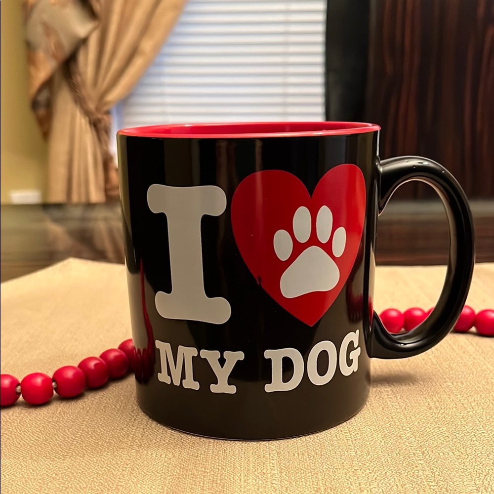 I Love My Dog Black Mug